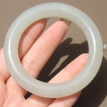 Dialect high-quality Hetian jade collection grade Qinghai material Laokeng ice clear water color inner diameter 56mm round bar womens bracelet R6