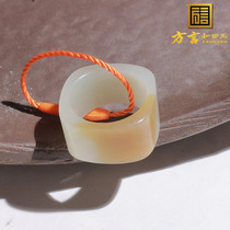 Dialect Hetian Jade Collection Grade Xinjiang Fine and Oily Sugar White Jade 17mm Square Ring O