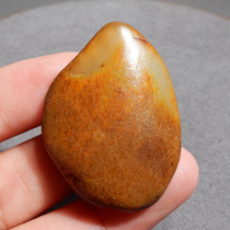 Lose money dialect Hetian jade boutique old mature Xinjiang open the door at a glance real yellow Qin skin white jade seed material raw stone w1