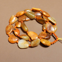 Crazy dialect Hetian jade Xinjiang Yulong River oily red yellow Qinpi high-fat white jade seed material raw stone necklace h7