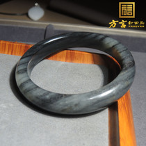 Hi Fantian Dialect Hetian Jade Boutique Wearable Grade Xinjiang Loose Ink Blue and White Seed Material Inner Diameter 58mm Formal Bracelet R1