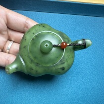 Stunned dialect and Hetian jade boutique recommended Russian material Yang green custom-made utensils small teapots ornaments practical handles S