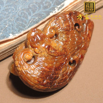 High-quality Hetian jade in dialect mature and mature such as crispy red Qinpi white jade and Russian seed material antique dragon and phoenix pendant h7