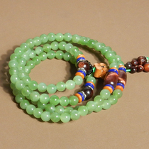 Hot dialect special offer Hetian jade Russian old pit material pink green jasper 6mm multi-circle bracelet bracelet necklace h8