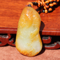 Dialect Hetian Jade Collection Xinjiang Old Ripe Crispy Rare Sprinkled Gold Skin Seed Material Yulong Guan Gong Pendant O8