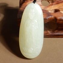 Sensational Dialect Hetian Jade Boutique Recommended Xinjiang Fine and Oily White Jade Guanyin Pendant Pendant S2
