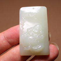 Shocking Dialect Hetian Jade Grade Xinjiang Grade White Jade Warm and Delicate Maitreya Laughing Buddha Pendant N