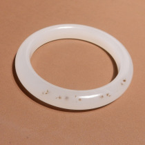 Shocking dialect boutique Hetian jade Qinghai old pit material high ice mutton fat white jade with water grass Qinka 56mm bracelet h7