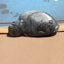 Shocking dialect brand Hetian jade treasure Xinjiang Jumo artistic conception blue and white seed material fish pendant pendant N