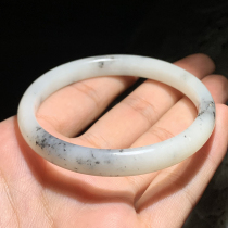 Damn Dialect Hetian Jade Xinjiang Delicate Oily Ink Blue and White Warm White 60mm Bracelet Jade Bracelet w3