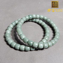 Dialect Hetian Jade Characteristics Old Ripen Elaeagnus Seeds Green Seed Material Blue 8mm Straight Cut Old-Type Beads Bracelet w