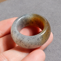 The dialect and Hetian jade boutique are leaking. Xinjiang dotted ink blue and white seed material with sugar 20mm ring w2