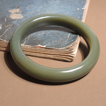 Shocking Dialect Hetian Jade Collection Grade Xinjiang Ruoqiang Green Yellow Mouth Thin Structureless Wide Strip 61mm Bracelet H6