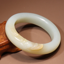 Hot dialect brand Hetian jade wearable grade Xinjiang warm and sugary white jade card 54mm exquisite bracelet O2