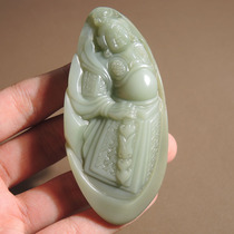 Dialect high-quality Hetian jade wearable grade Russian old pit material jasper pink green with sugar military commander pendant handle piece s2