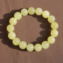 Hifantian dialect Hetian jade boutique grade Xinjiang Qiemo yellow mouth material card 12mm round bead bracelet O1