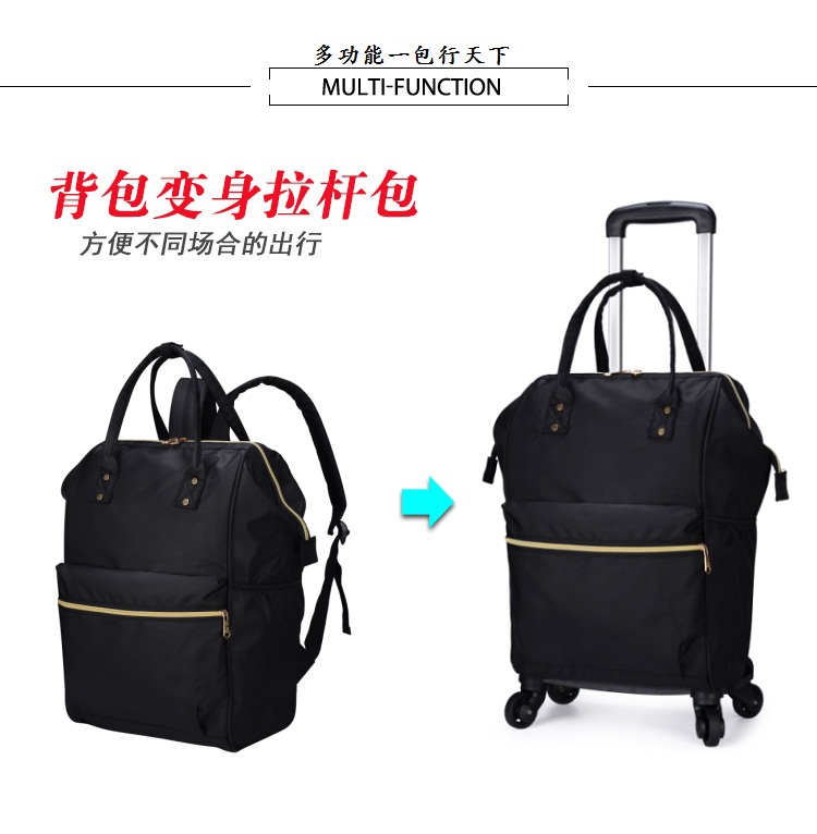 Xe đẩy túi nữ có thể tháo rời xe đẩy ba lô vải in không thấm nước gấp du lịch túi du lịch ngắn xe đẩy - Túi du lịch túi xách du lịch nam