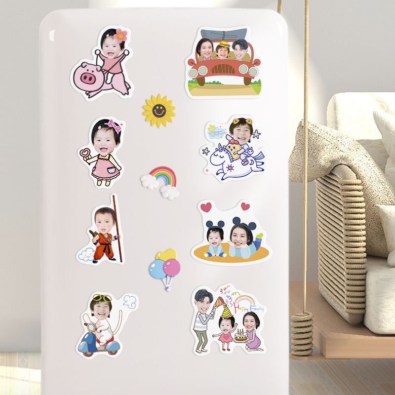 Baby cartoon set of refrigerator stickers diy custom photo trinkets magnets personalized creative family portrait magnets