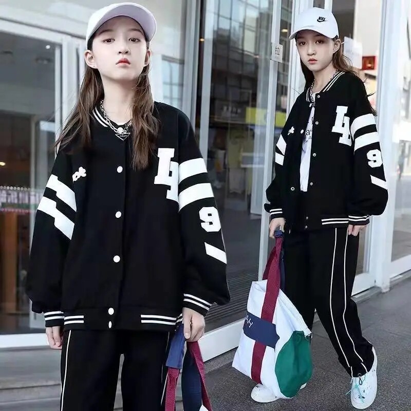 Great Boy Women's Dress Winter Clothing Suit 2021 New Korean Version Foreign Pie Plus Thicken CUHK Children's Tennis Red Baseball Clothing