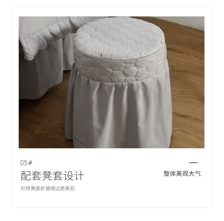 Hàn Quốc thêu giường ngủ đẹp bốn bộ body massage thẩm mỹ viện quản lý da màu xám nhạt đơn giản váy ngủ - Trang bị tấm bộ ga giường spa