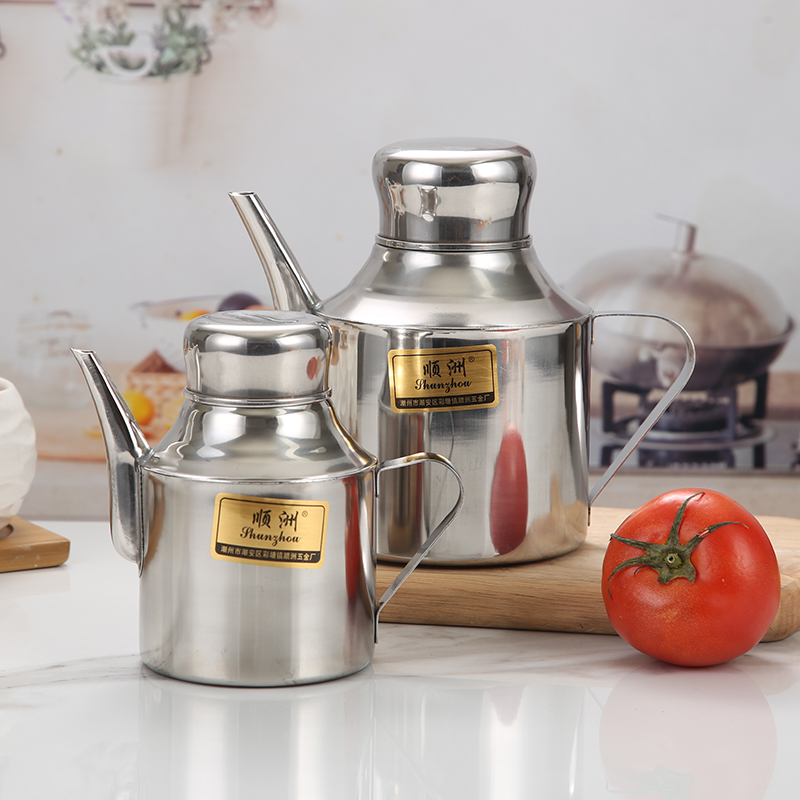 Stainless steel small oil pot commercial home kitchen anti-leaking liquid seasoning pot Anserpot Pot Loaded Pig Oil Pot fried vegetable oil