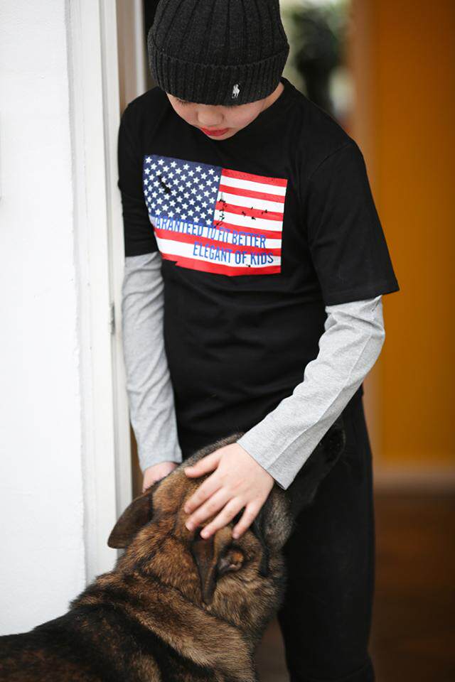 JJ Zhongda Children Spring and Autumn Cotton Fake Two American Flag Long Sleeve T-Shirt Neutral Fake Two Long Sleeve T-Shirt