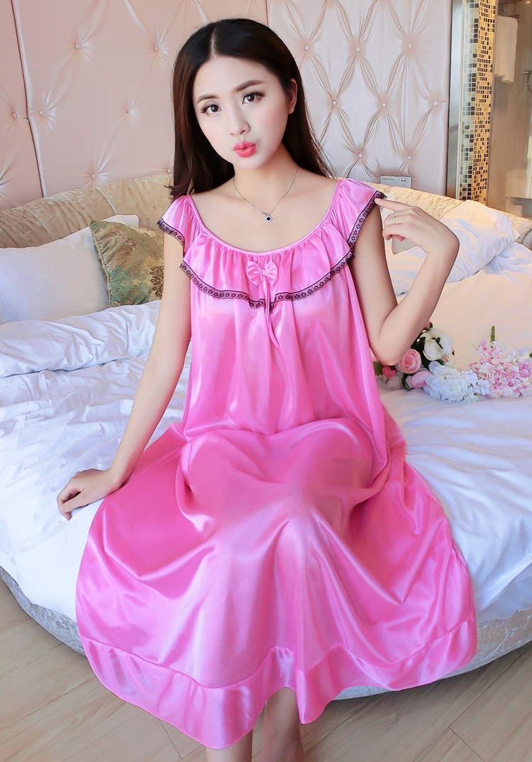 Nightdress nữ mùa hè băng lụa sling sexy kích thước lớn chất béo mm dài chiffon lỏng 200 £ dễ thương mùa hè đồ ngủ