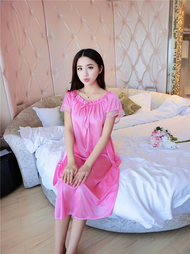 Siêu kích thước lớn nightdress nữ mùa hè phụ nữ mang thai 300 kg lỏng mang thai chất béo mm kích thước lớn băng lụa phần dài 250 mùa hè đồ ngủ