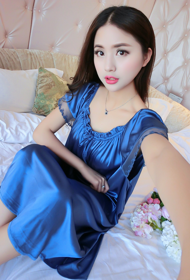 Nightdress nữ mùa hè băng lụa sling sexy kích thước lớn chất béo mm dài chiffon lỏng 200 £ dễ thương mùa hè đồ ngủ