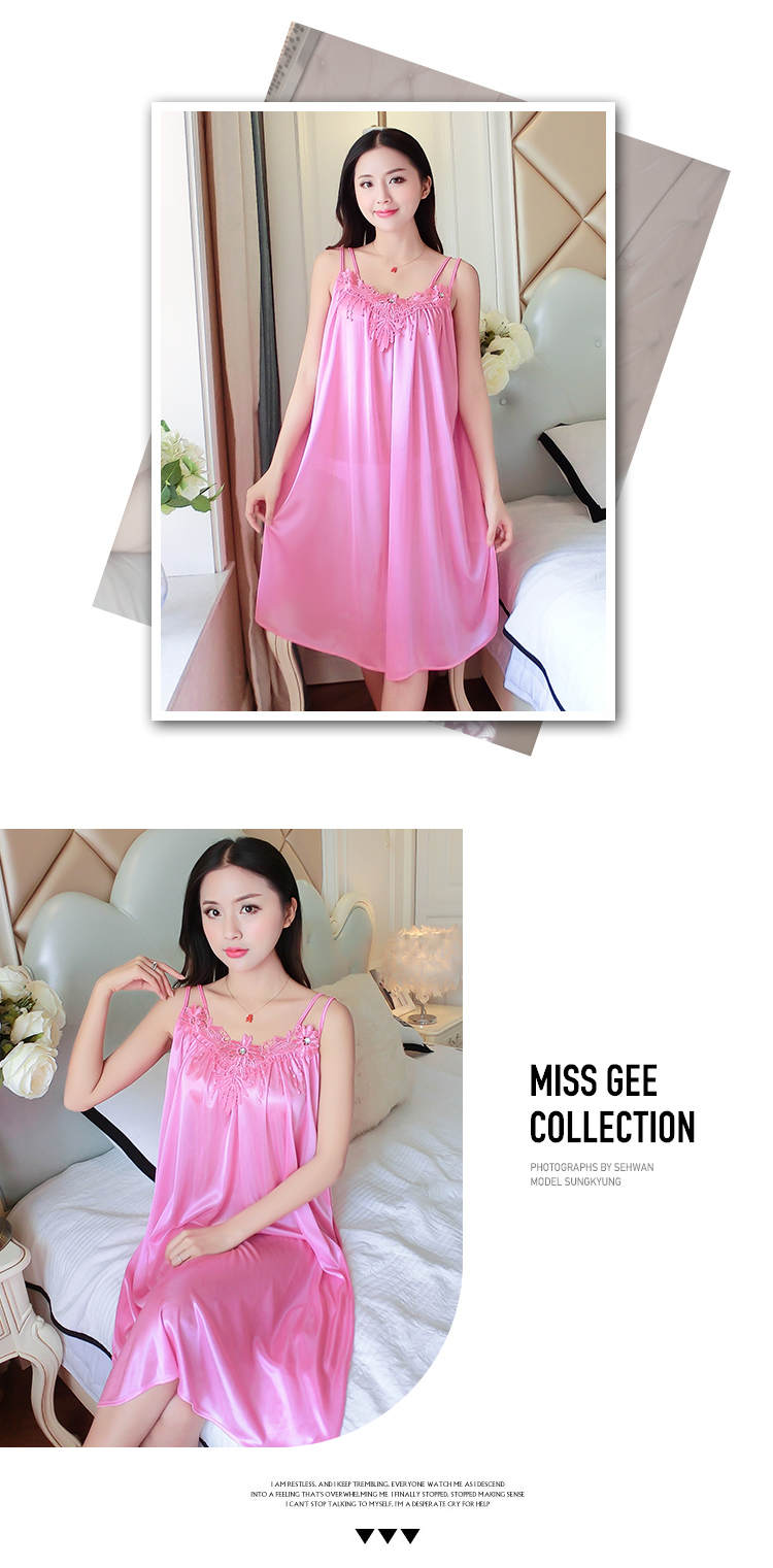 Cộng với phân bón xl nightdress nữ chất béo mm200 kg mùa hè sling sexy băng lụa ren dài chiffon đồ ngủ