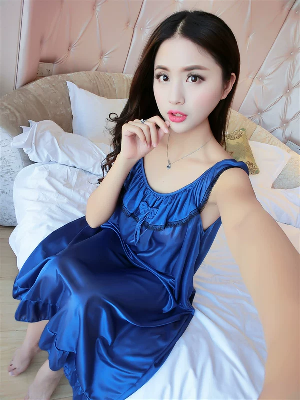 Siêu kích thước lớn nightdress nữ mùa hè phụ nữ mang thai 300 kg lỏng mang thai chất béo mm kích thước lớn băng lụa phần dài 250 mùa hè đồ ngủ