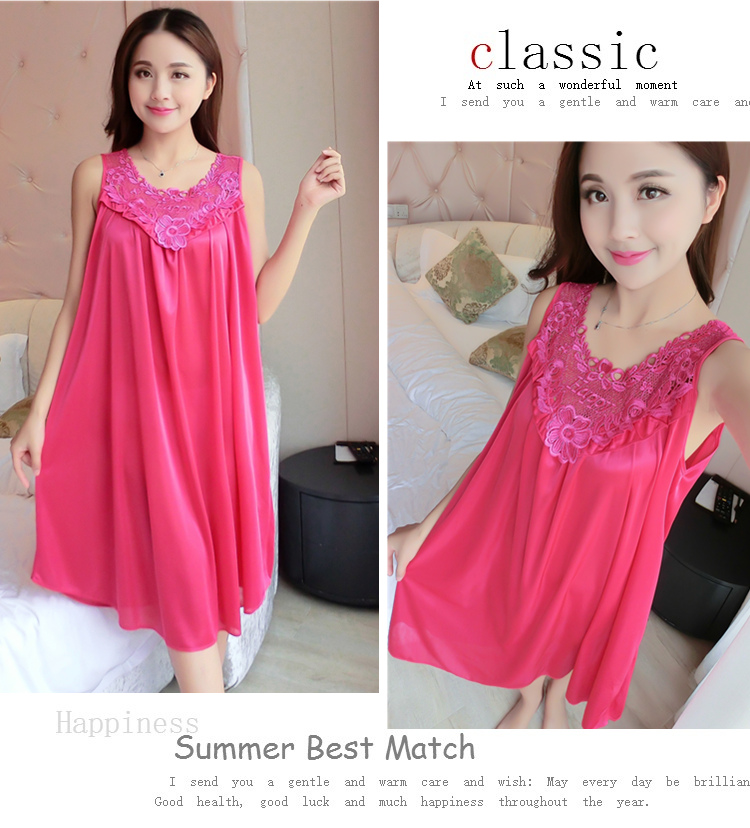 Nightdress nữ mùa hè sexy băng lụa ngắn- tay kích thước lớn phụ nữ mang thai chất béo mm lỏng đoạn dài 200 kg mang thai thời gian mỏng đồ ngủ