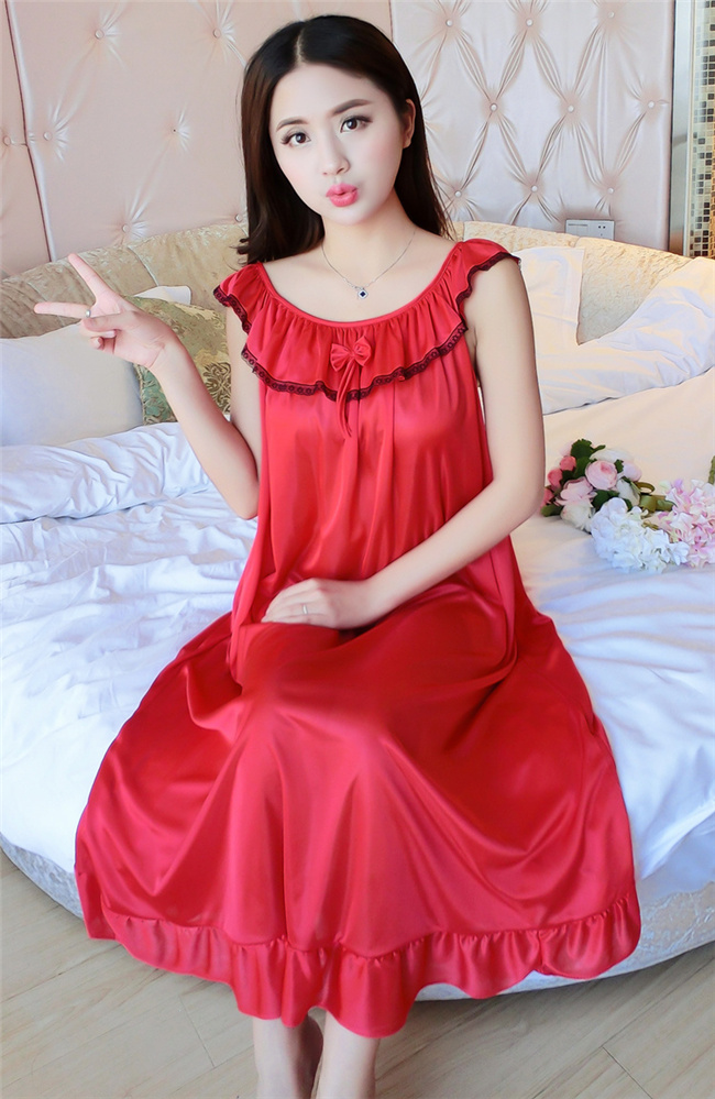 Nightdress nữ mùa hè sexy băng lụa ngắn- tay kích thước lớn phụ nữ mang thai chất béo mm lỏng đoạn dài 200 kg mang thai thời gian mỏng đồ ngủ