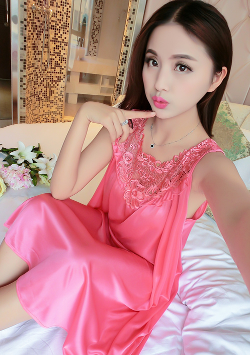 Nightdress nữ mùa hè sexy băng lụa ngắn- tay kích thước lớn phụ nữ mang thai chất béo mm lỏng đoạn dài 200 kg mang thai thời gian mỏng đồ ngủ