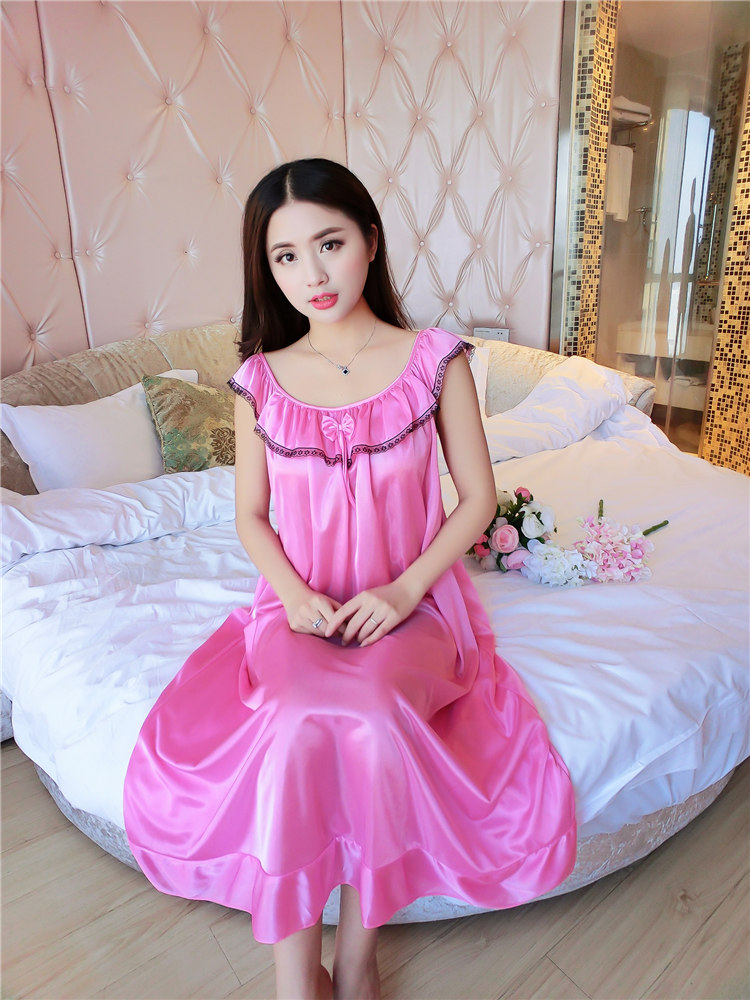 Siêu kích thước lớn nightdress nữ mùa hè phụ nữ mang thai 300 kg lỏng mang thai chất béo mm kích thước lớn băng lụa phần dài 250 mùa hè đồ ngủ