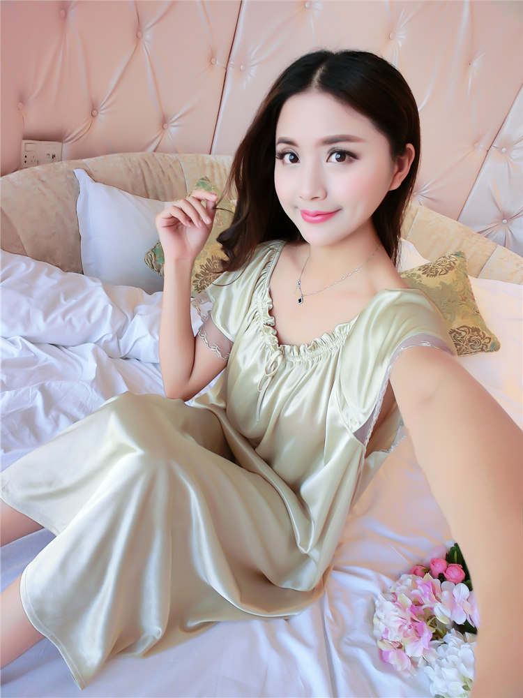 Siêu lớn kích thước nightdress nữ mùa hè 300 pound phụ nữ mang thai cộng với phân bón để tăng 230 lỏng kích thước lớn mang thai băng lụa dài đồ ngủ