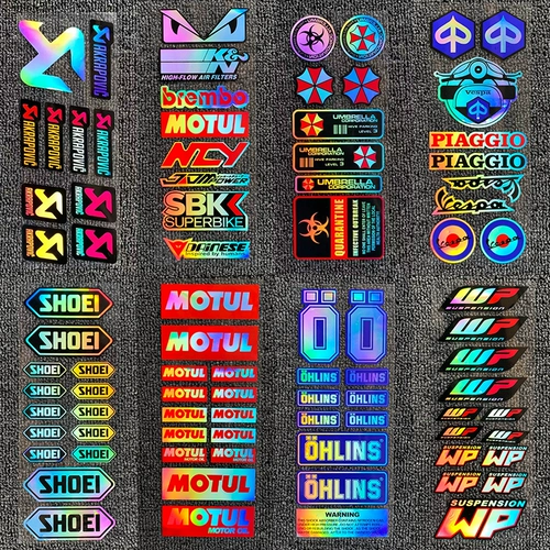Водонепроницаемый солнцезащитный мотоцикл наклейка с красочным лазером Scorpio Ohlins Car Sticker Biajo Shoei Sticker Scratch