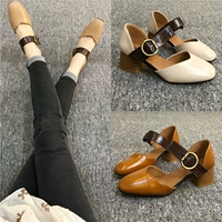 Mùa hè 2018 phiên bản mới của nàng tiên Hàn Quốc dày với đôi sandal đế vuông đế vuông mùa hè giày bà Mary dép hot