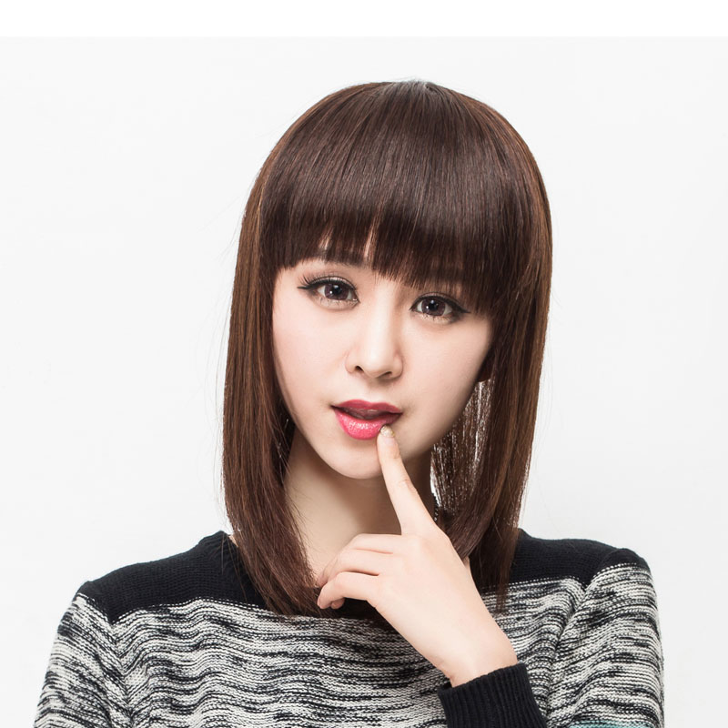 Really want to wig real hair hand-woven wig piece female invisible seamless cover hair piece Qi bangs straight hair hair piece