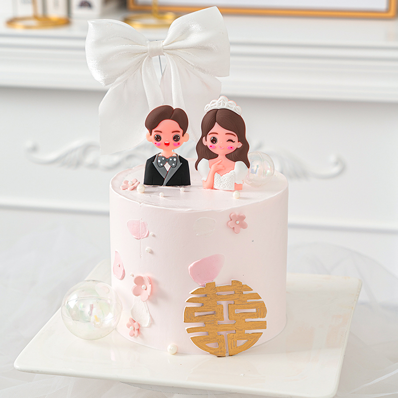 Valentine's Day Baking Cake Decoration Western Style Wedding Bride Groom Couple Plugin Wedding Wedding Engagement Cake Dress