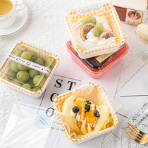 50 Clothing Nets Red Plaid Textured Refreshment Packaging Boxes Small Cake Tiramisu Bandent Packed Box Plastic Boxes