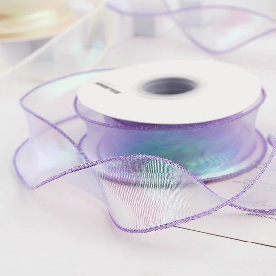 网红礼品盒包装丝带蛋糕装饰鲜花花束绸带幻彩鱼尾纱蛋糕围边彩带