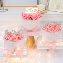 Small Red Book The Same Paragraph 520 Valentines Day Cake Decoration Emulation Rose Swing Piece Light String Pearl LOVE Plugin