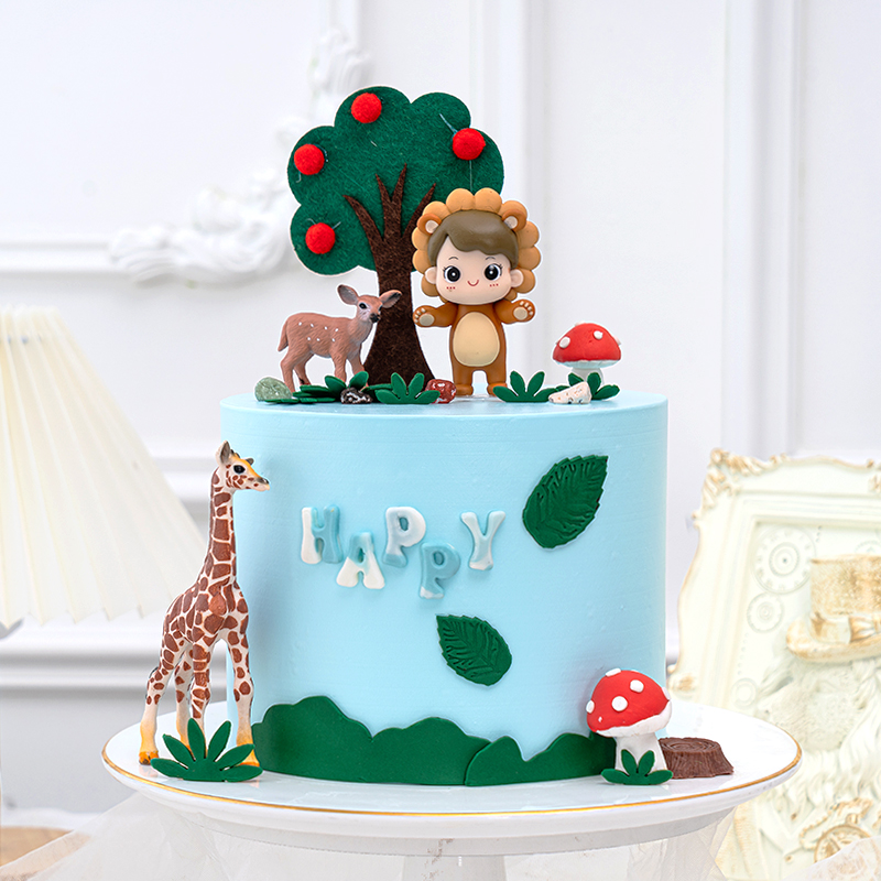 Leo Children's Birthday Cake Decoration Cute Little Lion Ornament Lion Baby Small Animal Party Dress Up