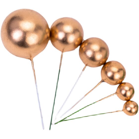 金球银球蛋糕装饰摆件金色小圆球球生日蛋糕装饰插件网红插牌10个