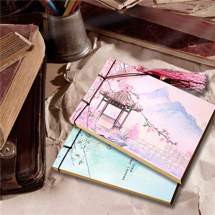Ancient Wind Benson Student Notebook Notepad Stationery China Wind Retro Blank Day Mark This Vintage Line-Taobao