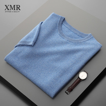 Half-sleeve cashmere sweatshirt Male Summer short sleeve T-shirt Undershirt Spring Autumn Winter Stitch Sweatshirt Pure Color Mountain Cashmere Sweater