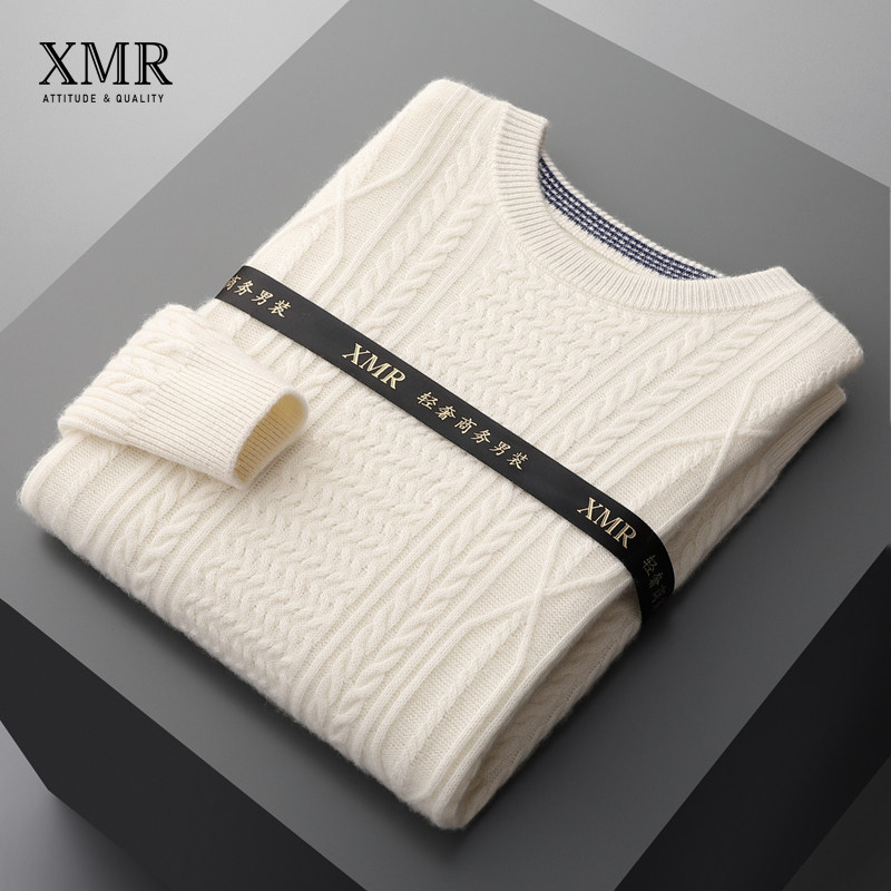 Retro Jacquard Cashmere Sweatshirt Male Winter Thickened Goat Sweater Sweater Sweater New 2022 High-end Mountain Cashmere Knitwear