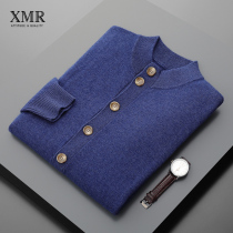 High-end classic button Mountain cashmere sweatshirt male wool cardiovert middle-aged dad big code sweater autumn winter needle-weaters jacket