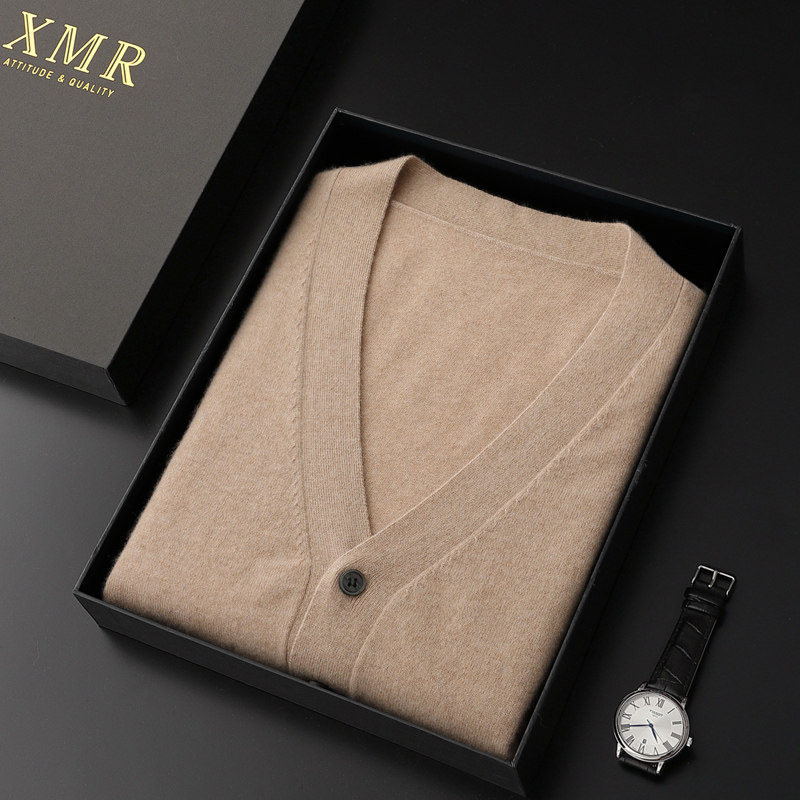 Men's high-end cashmere cardio-hoodie jacket 2022 New V neckline cashmere sweatshirt spring autumn season leisure pure cashmere sweater jacket